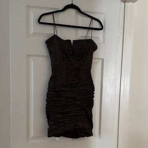 Nicole Miller Black Ruched Bodycon Mini Dress